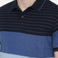 Navy Blue Striped Slim Fit Polo T-Shirt | Greenfibre