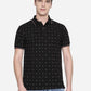 Black Printed Slim Fit Polo T-Shirt | Greenfibre