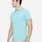 Light Blue Solid Slim Fit Polo T-Shirt | Greenfibre
