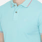 Light Blue Solid Slim Fit Polo T-Shirt | Greenfibre