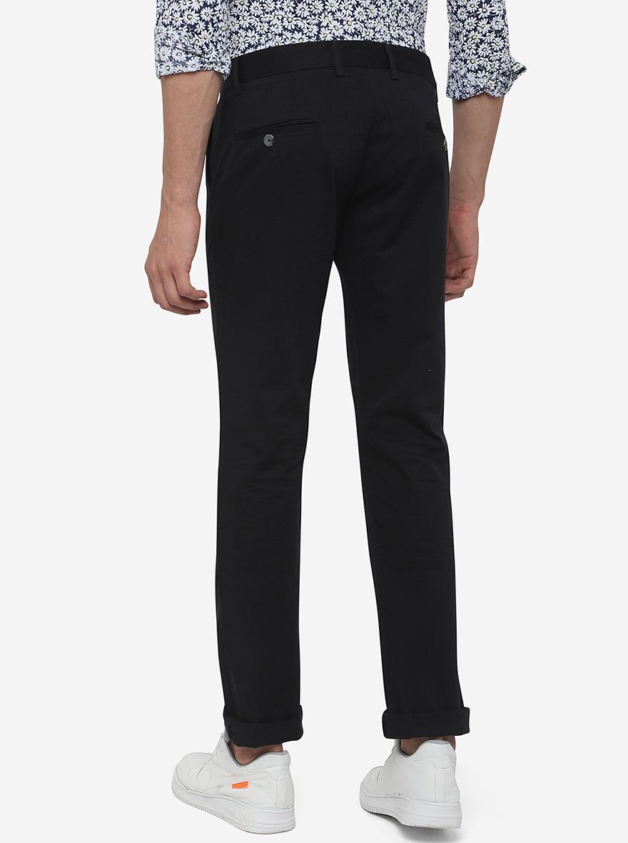 Black Solid Super Slim Fit Casual Trouser | Greenfibre