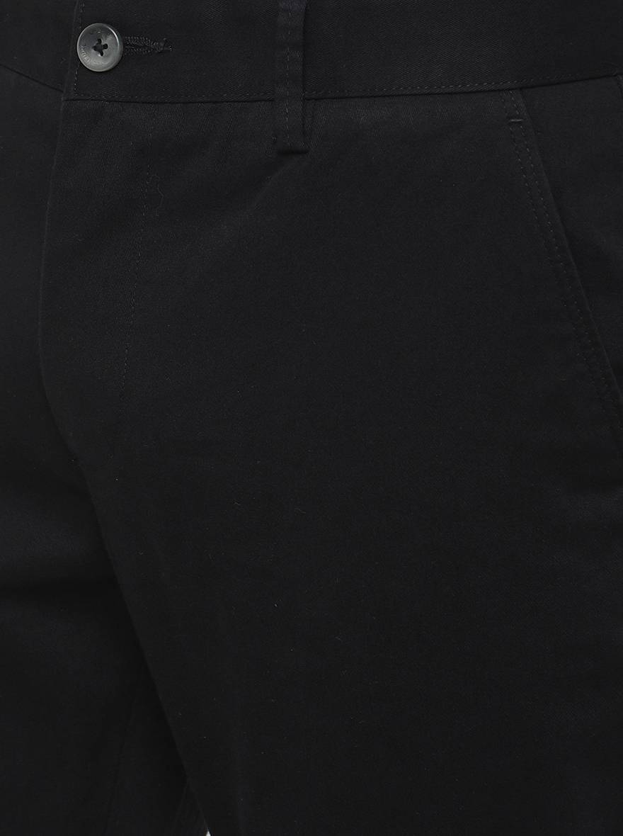 Black Solid Super Slim Fit Casual Trouser | Greenfibre