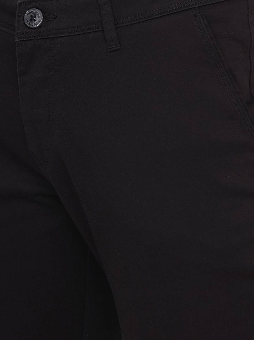 Black Solid Neo Fit Casual Trouser | Greenfibre