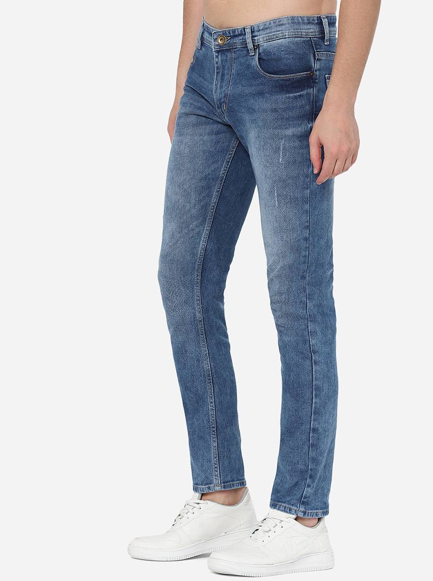 Light Blue Washed Narrow Fit Jeans | Greenfibre