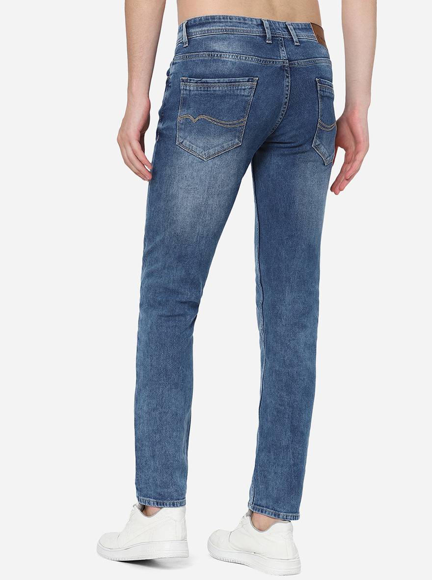 Light Blue Washed Narrow Fit Jeans | Greenfibre