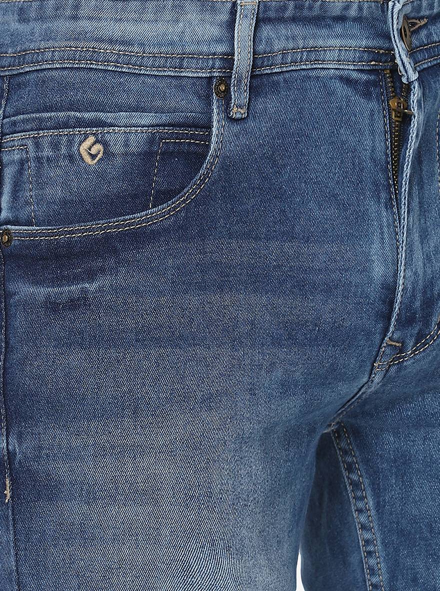 Light Blue Washed Narrow Fit Jeans | Greenfibre