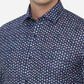 Ash Blue Printed Slim Fit Party Wear Shirt | Greenfibre