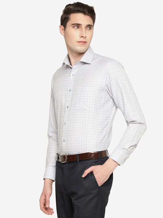 Grey Checked Slim Fit Formal Shirt | Greenfibre