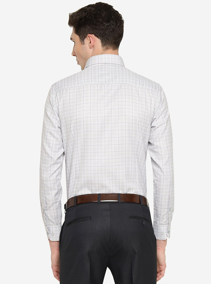 Grey Checked Slim Fit Formal Shirt | Greenfibre