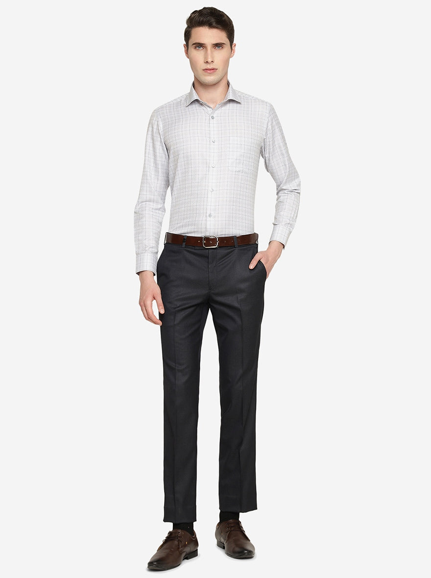 Grey Checked Slim Fit Formal Shirt | Greenfibre