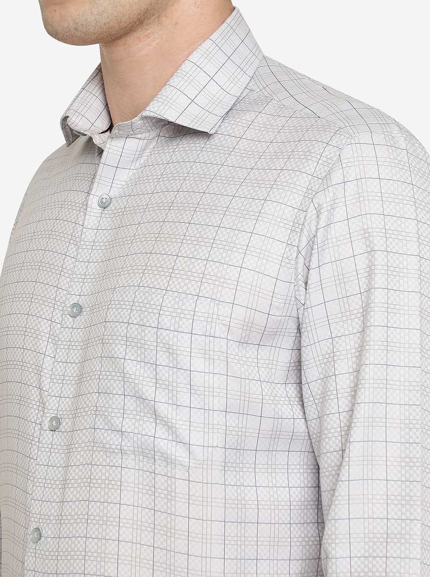 Grey Checked Slim Fit Formal Shirt | Greenfibre