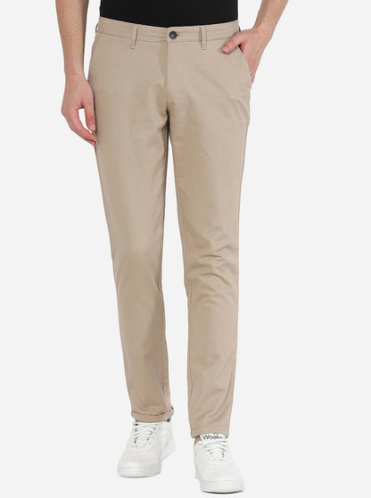 Khaki Solid Neo Fit Casual Trouser | Greenfibre