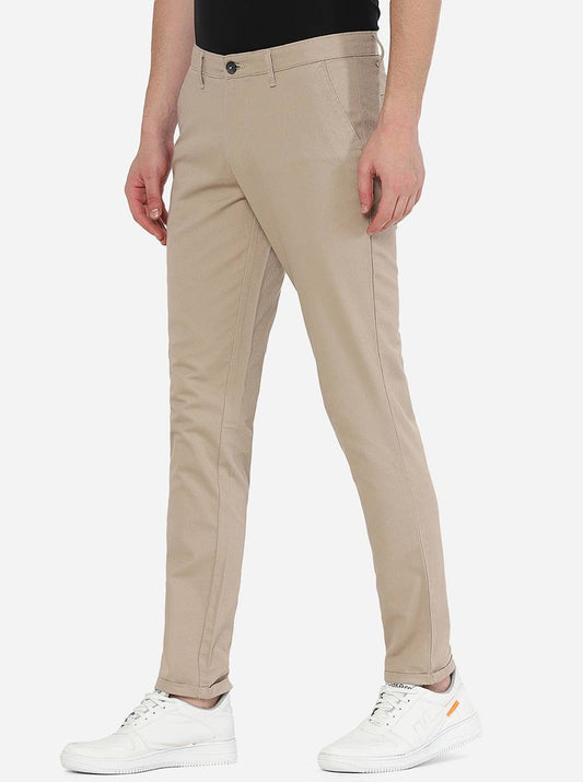 Khaki Solid Neo Fit Casual Trouser | Greenfibre