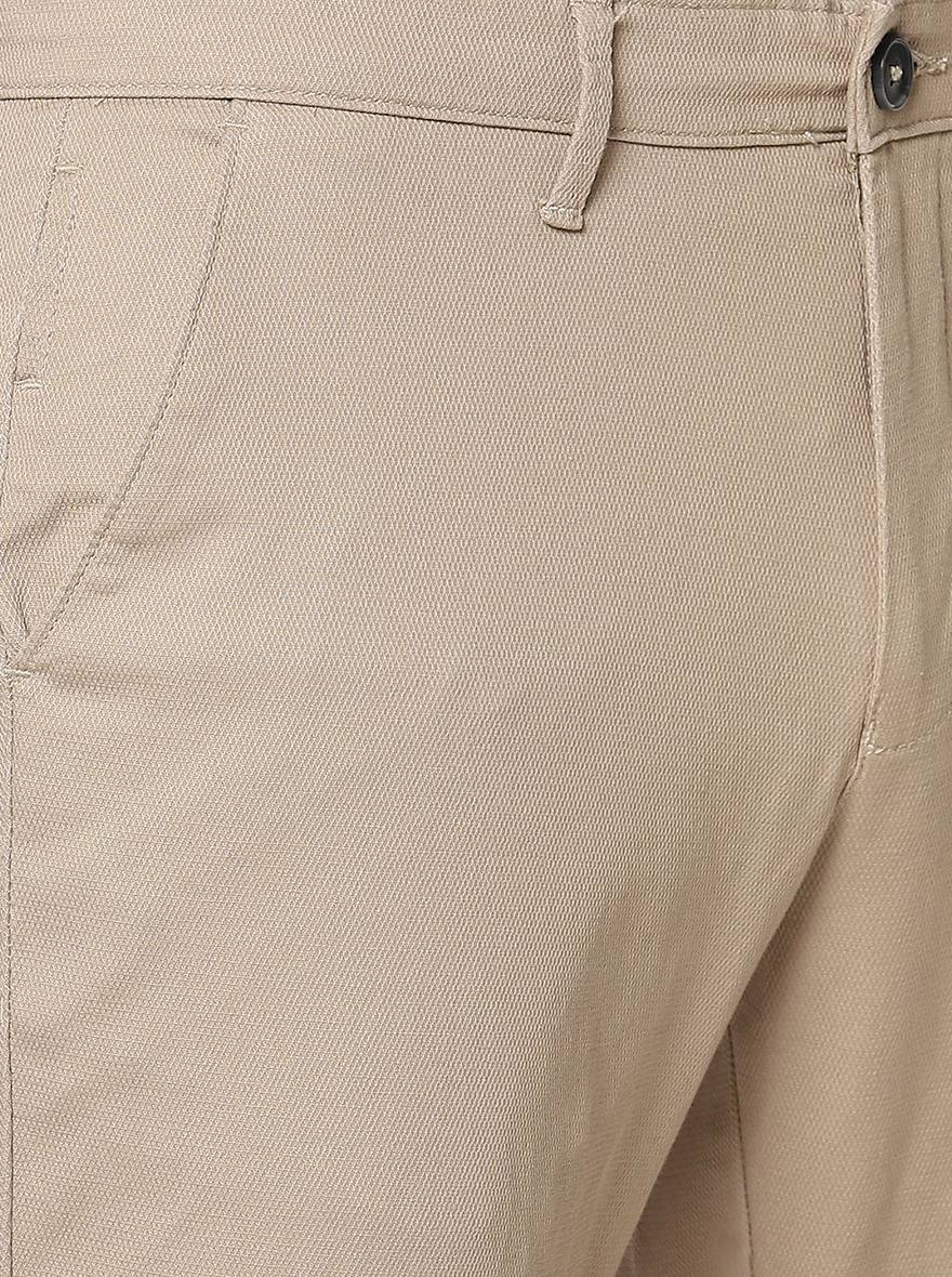 Khaki Solid Neo Fit Casual Trouser | Greenfibre