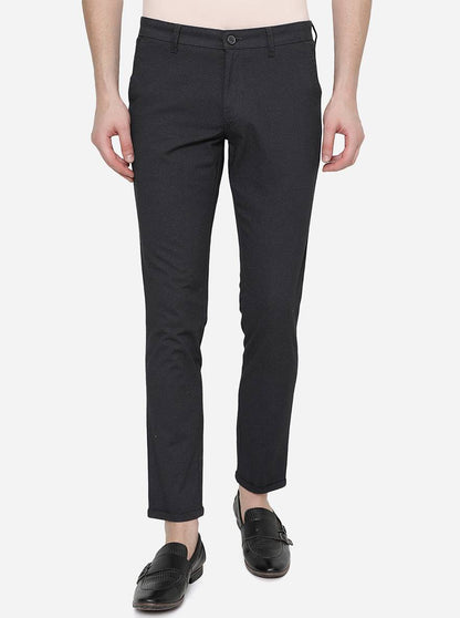 Navy Blue Solid Neo Fit Casual Trouser | Greenfibre