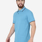 Blue Melange Solid Slim Fit Polo T-Shirt | Greenfibre