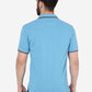 Blue Melange Solid Slim Fit Polo T-Shirt | Greenfibre