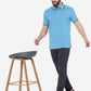 Blue Melange Solid Slim Fit Polo T-Shirt | Greenfibre