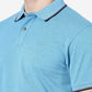 Blue Melange Solid Slim Fit Polo T-Shirt | Greenfibre