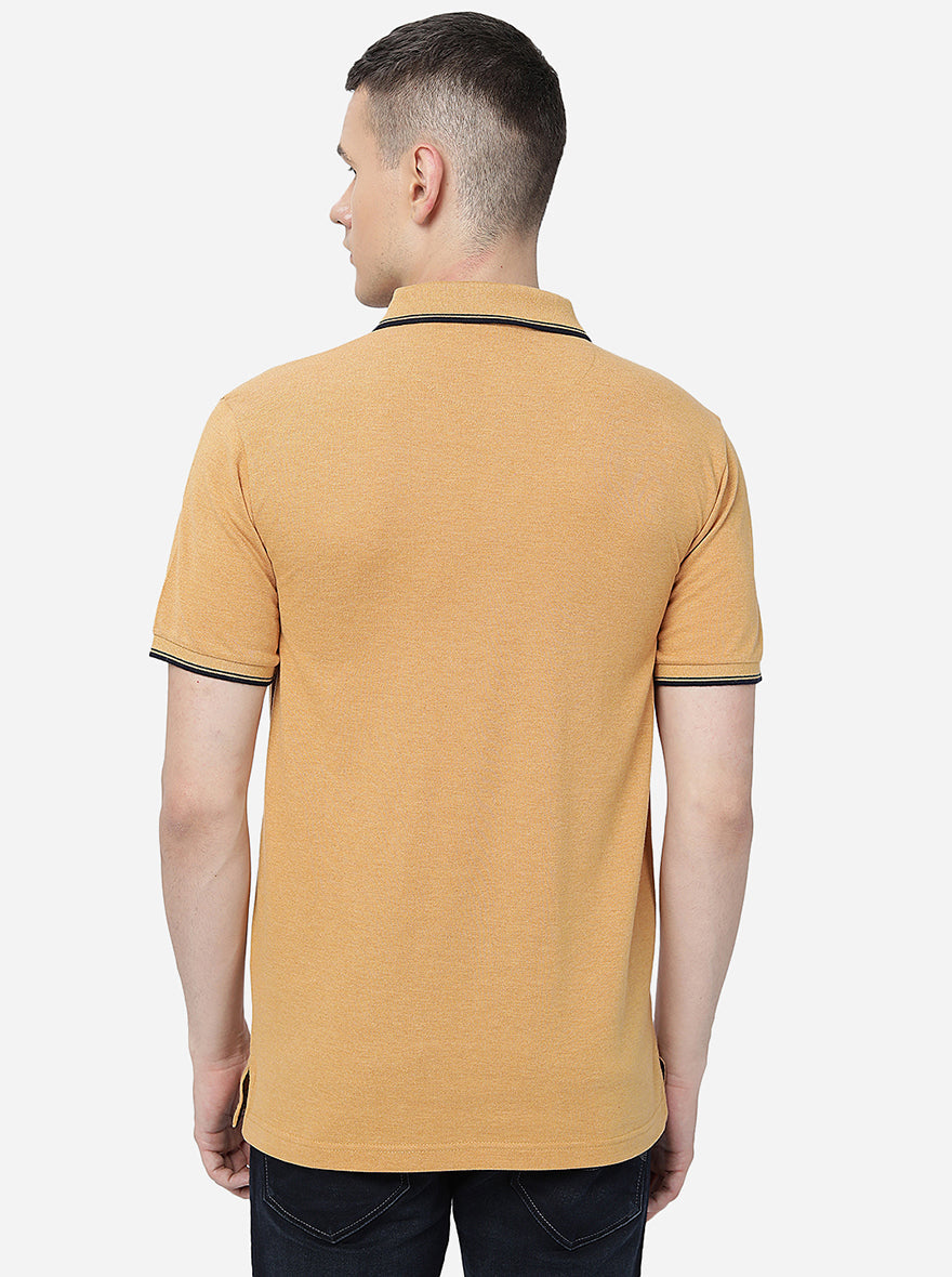 Mustard Yellow Solid Slim Fit Polo T-Shirt | Greenfibre