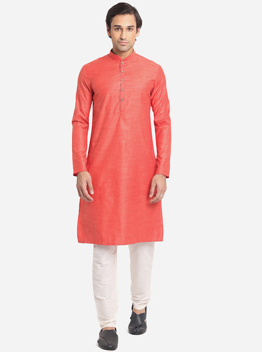 Pestal Red Solid Regular Fit Navratri Kurta | Greenfibre