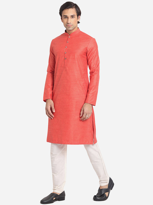 Pestal Red Solid Regular Fit Navratri Kurta | Greenfibre