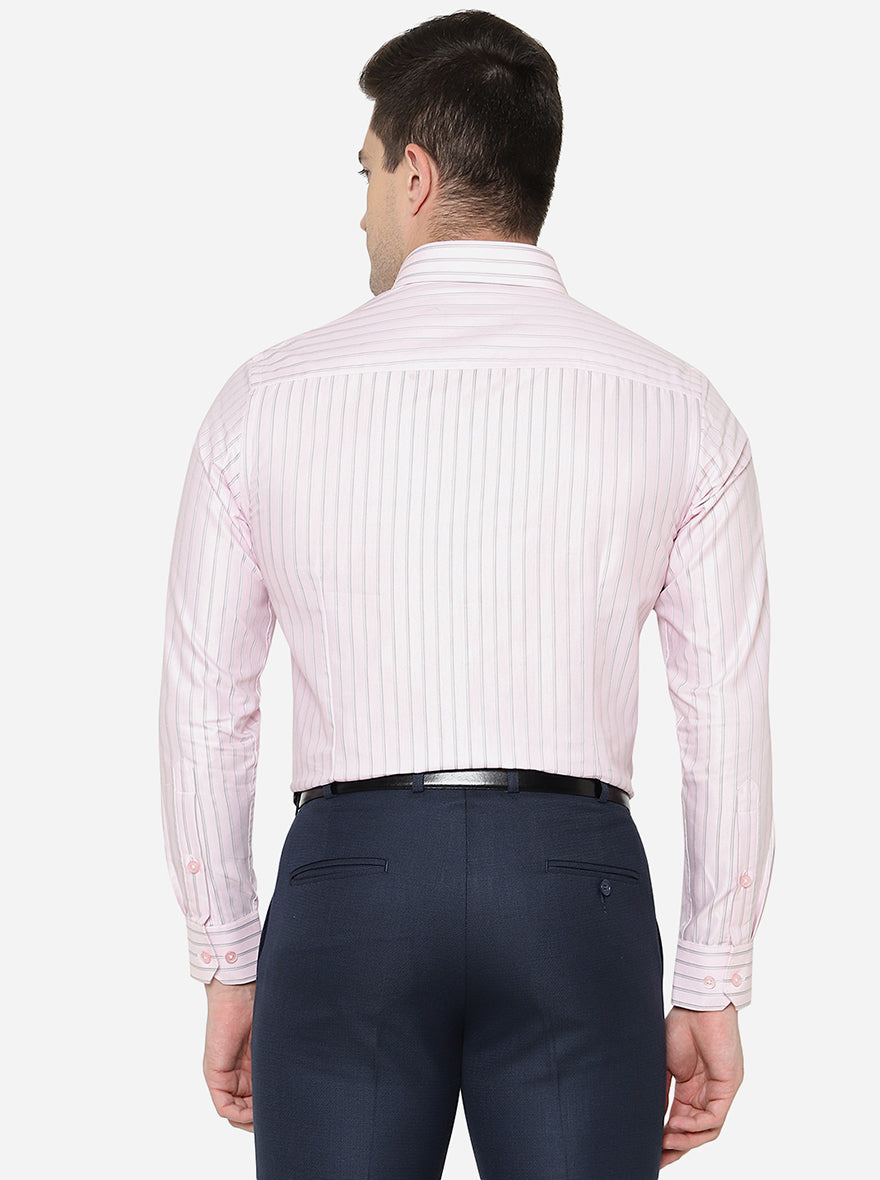 Pink Striped Slim Fit Formal Shirt | Greenfibre