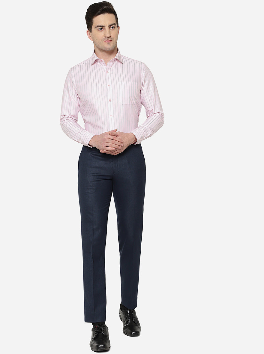 Pink Striped Slim Fit Formal Shirt | Greenfibre