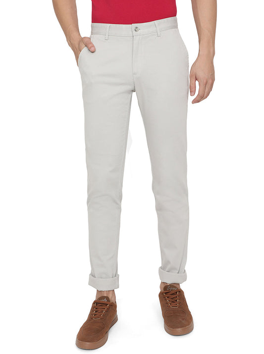 Grey Solid Slim Fit Casual Trouser | Greenfibre