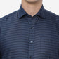 Navy Blue Striped Regular Fit Formal Shirt | Greenfibre