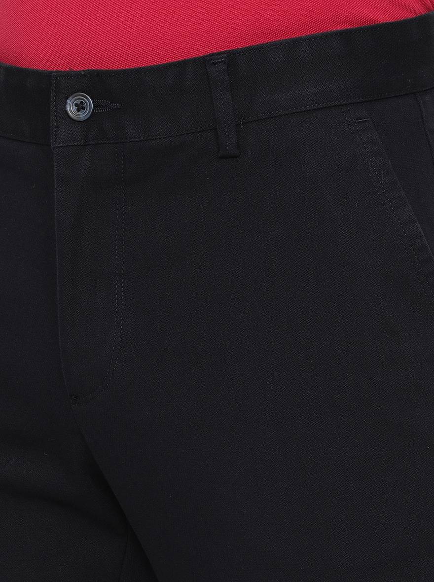 Dark Blue Solid Slim Fit Casual Trouser | Greenfibre