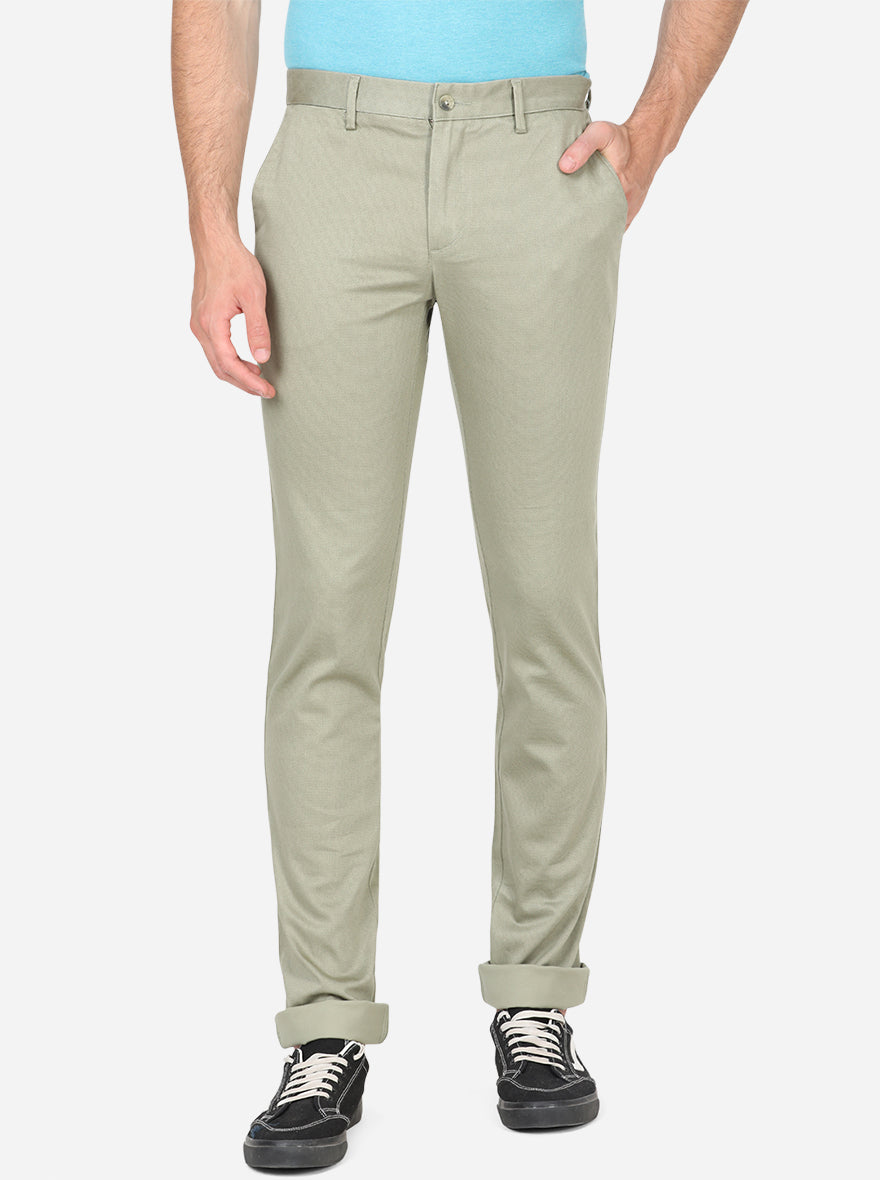 Pista Green Solid Super Slim Fit Casual Trouser | Greenfibre