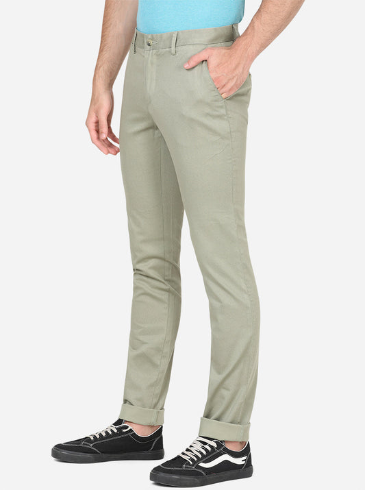 Pista Green Solid Super Slim Fit Casual Trouser | Greenfibre