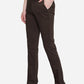 Brown Solid Super Slim Fit Casual Trouser | Greenfibre