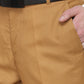 Khaki Solid Slim Fit Formal Trouser | Greenfibre