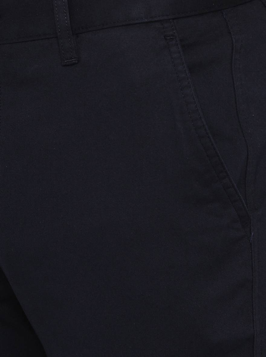 Navy Blue Solid Super Slim Fit Casual Trouser | Greenfibre