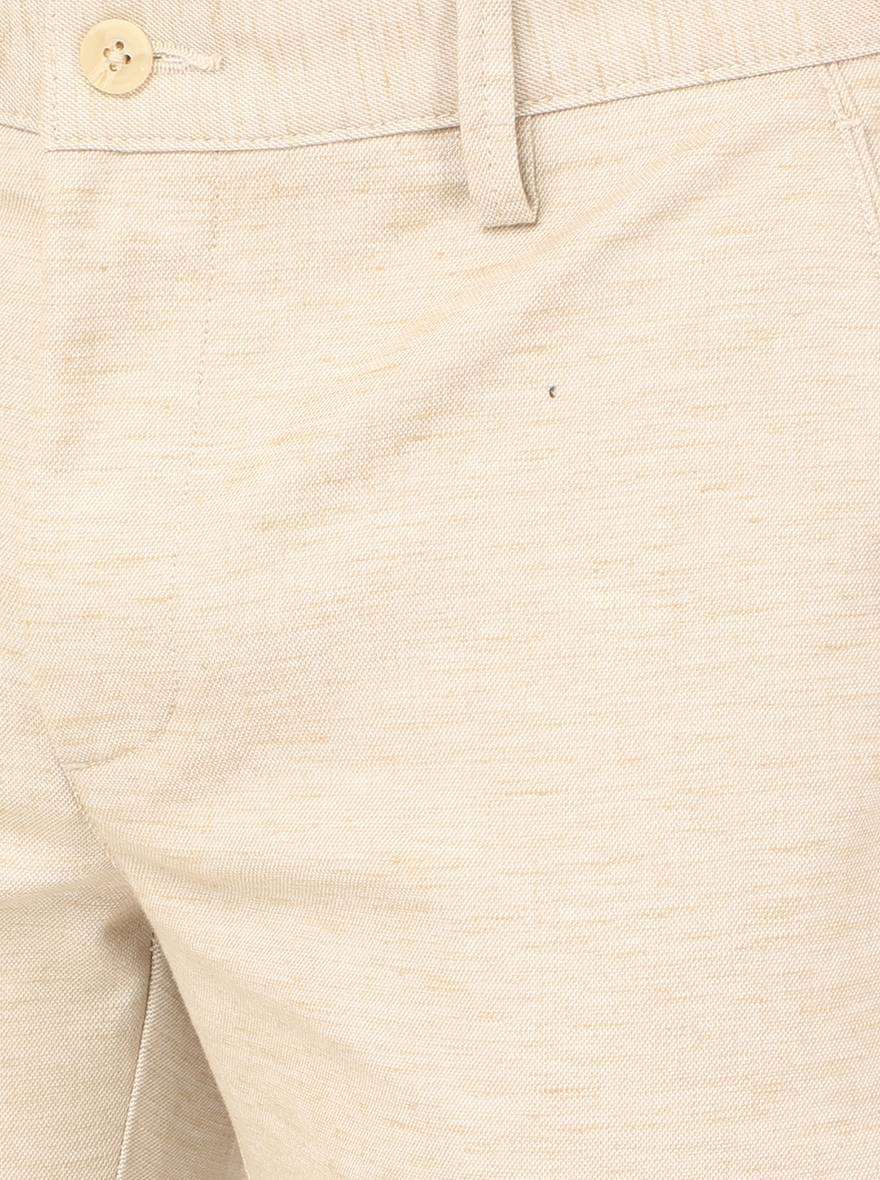 Light Khaki Solid Super Slim Fit Casual Trouser | Greenfibre