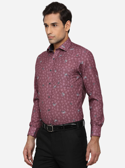 Terracotta Purple Printed Slim Fit Party Wear Shirt | Greenfibre