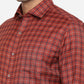 Maroon Checked Slim Fit Formal Shirt | Greenfibre