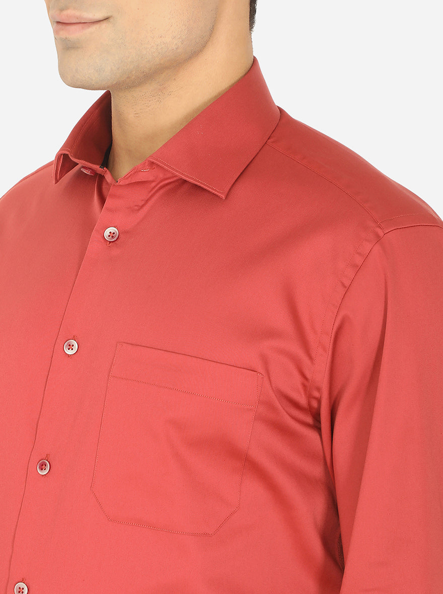 Rust Solid Slim Fit Formal Shirt | Greenfibre