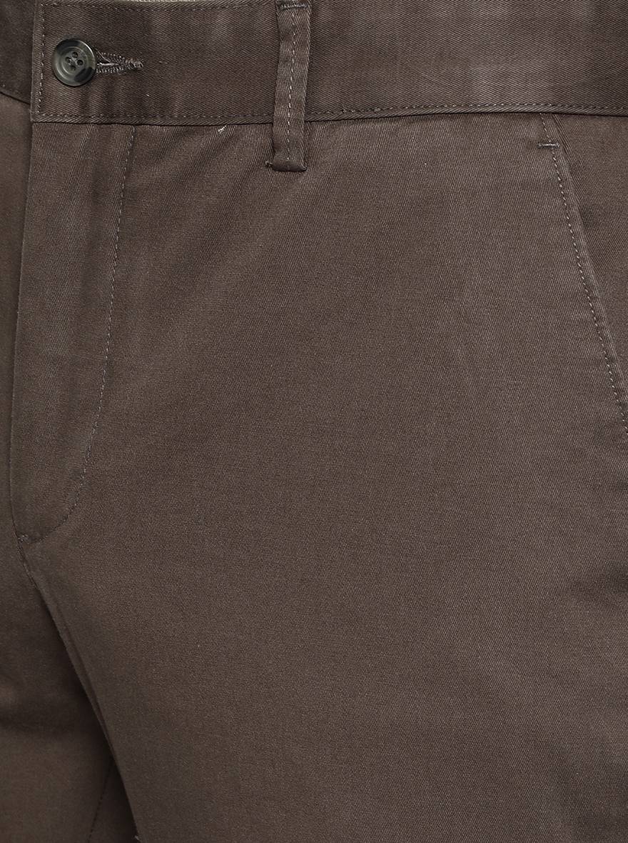 Brown Solid Super Slim Fit Casual Trouser | Greenfibre