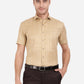 Dark Beige Checked Regular Fit Formal Shirt | Greenfibre