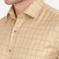 Dark Beige Checked Regular Fit Formal Shirt | Greenfibre