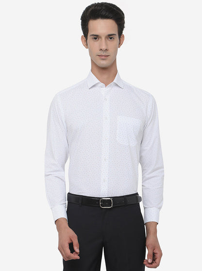 White Printed Regular Fit Formal Shirt | Greenfibre