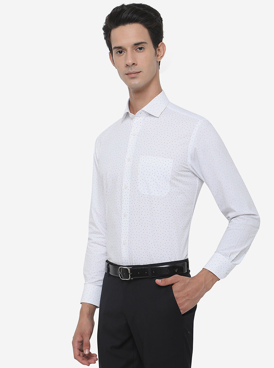 White Printed Regular Fit Formal Shirt | Greenfibre