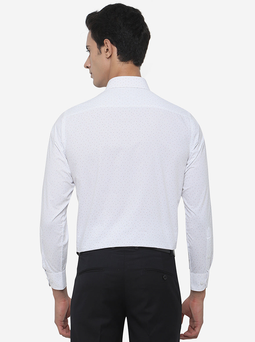 White Printed Regular Fit Formal Shirt | Greenfibre