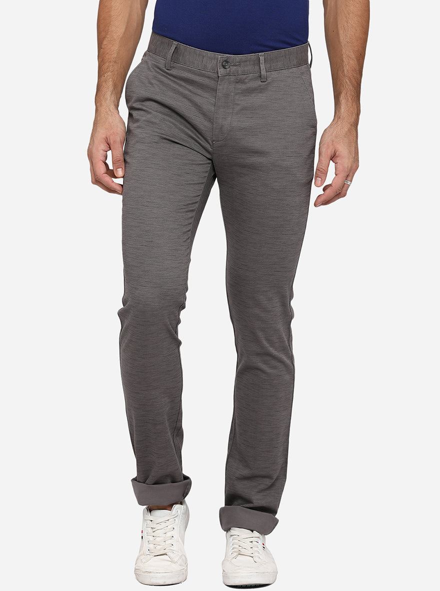 Grey Solid Super Slim Fit Casual Trouser | Greenfibre