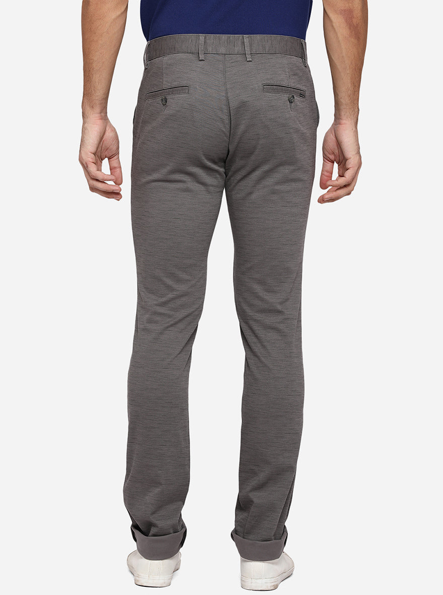 Grey Solid Super Slim Fit Casual Trouser | Greenfibre