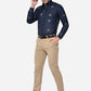 Navy Blue Printed Slim Fit Party Wear Shirt | Greenfibre