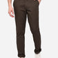 Olive Brown Solid Slim Fit Casual Trouser | Greenfibre